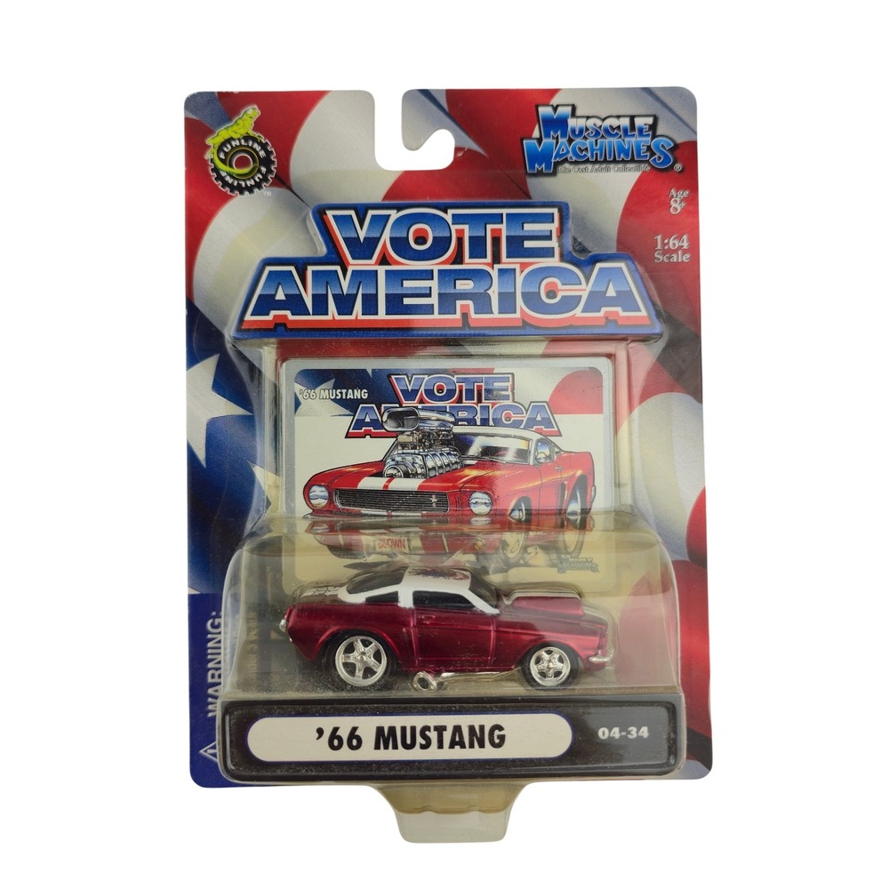 Muscle Machines 1966 Mustang Diecast Car 1:64 Red Vote America 04-34